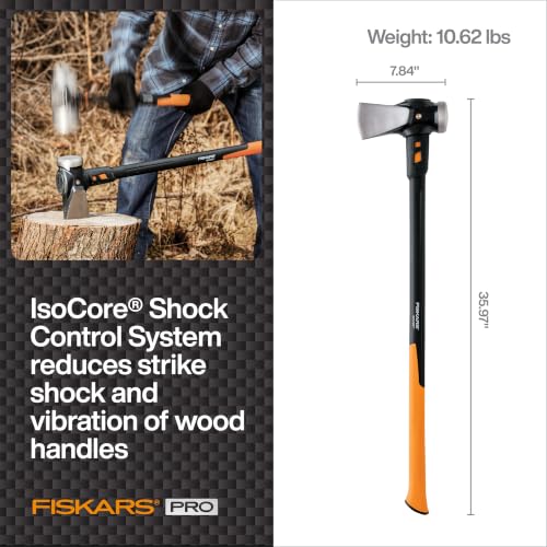 Fiskars Pro IsoCore 8 lb Splitting Maul - 36-Inch Wood Splitter Axe