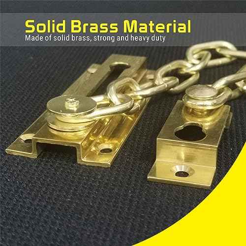 Security Door Chain Guard Solid Brass, Heavy-Duty Home Security, Sturdy and Rust-Resistant Brass Door Lock Security Chain (Brass)