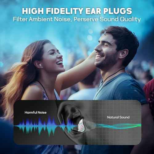 Hearprotek Hi-Fi Spirit Concert Ear Plugs, High Fidelity Silicone Music Earplugs for Concerts, Noise Reduction, Hearing Protection, Motorcycle, Musicians, Rave, Dj, Tinnitus Relief (Medium Size)