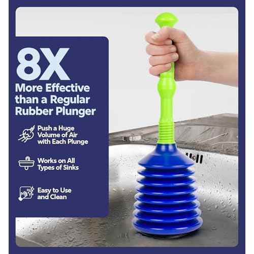 Luigi's Sink Plunger Kitchen - Sink Plunger Bathroom - Drain Bathtub or Shower - Small and Powerful Clog Remover - Commercial Style "Plumbers Plungers" with Large Bellows