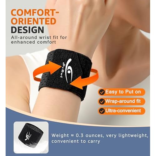 HiRui Wrist Compression Wraps, Wrist Brace Wrist Support for Sports, Mouse Hand, Mother's Hand, Carpal Tunnel Arthritis, Tendonitis - Premium Elastic & Breathable Mesh Fabric (Black, Medium)