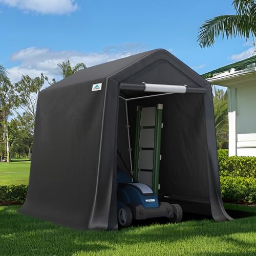 6x8 ft Outdoor Storage Shelter Carport Tent - Portable Garage with Roll-Up Doors, Vents, UV Waterproof Gray