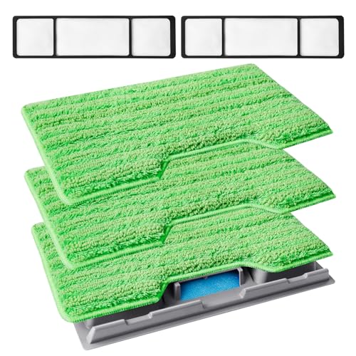 KeePow Reusable Shark VM252 Mop Pads, Green 4-Pack (VM252/VM252C Compatibility)
