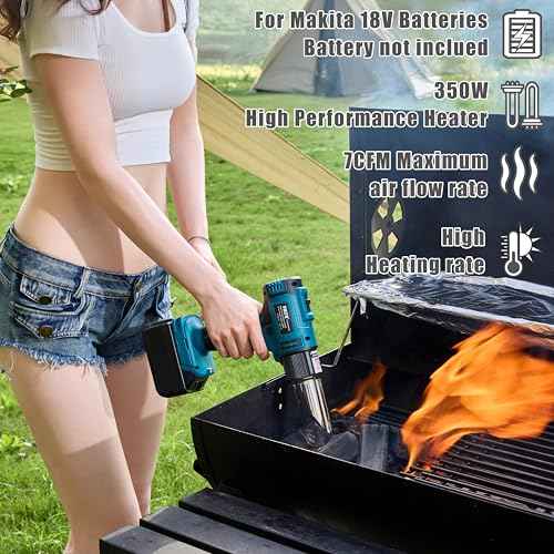 Cordless Heat Gun for Makita Battery,350W Fast Heating Soldering Hot Air Gun,2-Temp Setting Max 1022¡ÆF(550¡ÆC),Heat Gun for Tube Bending,Resin & Decorating (Tool Only NO Battery)