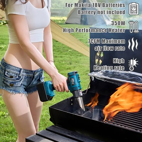 Cordless Heat Gun for Makita Battery,350W Fast Heating Soldering Hot Air Gun,2-Temp Setting Max 1022¡ÆF(550¡ÆC),Heat Gun for Tube Bending,Resin & Decorating (Tool Only NO Battery)