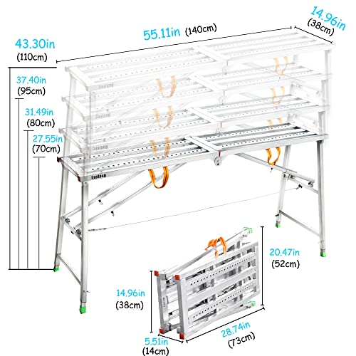 Daxiang Portable Adjustable Steel Scaffold Platform 600 lbs Load Capacity Work Step Ladder