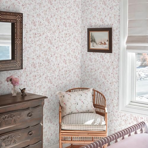 Fiula Peel and Stick Nursery Wallpaper Pink Cherry Blossom 17.3 x 78.7 inches Waterproof