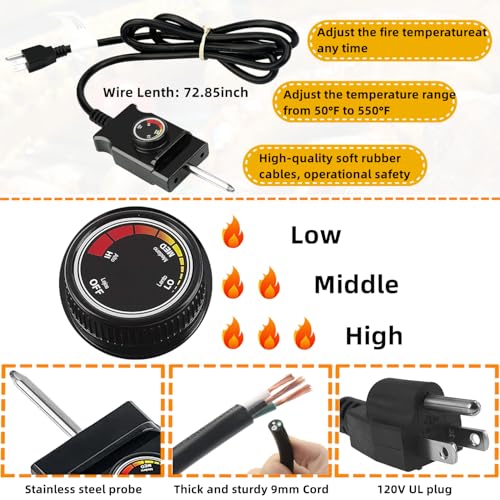 1650W Electric Smoker Heating Element with Adjustable Thermostat
