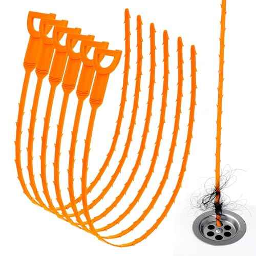 25 Inch Snake Drain Clog Remover Tool, 6PCS Hair Drain Cleaner Tool, Hair Cather Shower Drain Tool, Drain Auger hair Cleaning Tool for Shower Kitchen Sink Bath Tub Bathroom