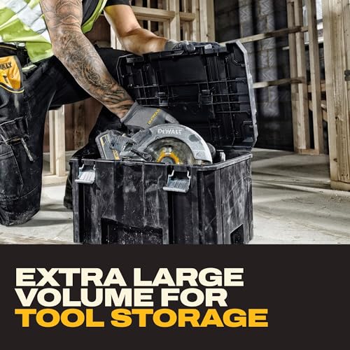 DeWalt TSTAK Large Tool Box with Removable Tray – Water & Debris Resistant Storage
