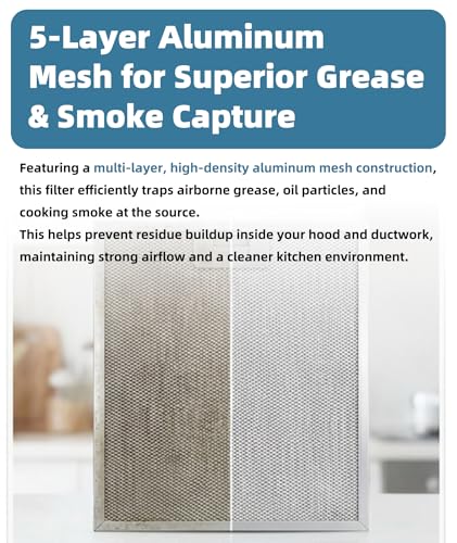 Universal Range Hood Grease Filter 12-5/9" x 10-1/5" | 5-Layer Aluminum Mesh, Dishwasher Safe