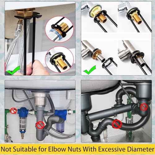 Basin Wrench, 9 in 1 Multifunctional Sink Bathroom Wrench, Standard Household Water Pipe Faucet Washing Basin Corner Valve Sink Repair Removal Tool for Kitchen & Bathroom Tight Spaces (2-Piece)