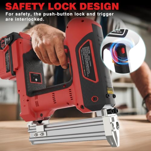 GoYwato 21V Cordless 2-in-1 Brad Nailer & Stapler Gun - Red