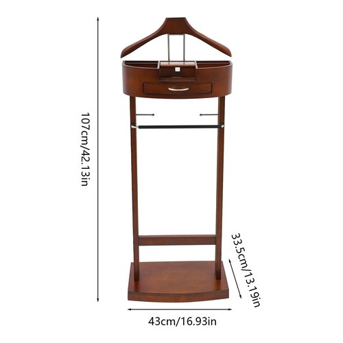 TTeralmon Mens Valet Stand with Drawer & Base Clothes Valet Stand for Bedroom Suit Rack Stand for Men and Women Clothing Valet Suit Stand, 16.93" D x 13.19" W x 42.13" H