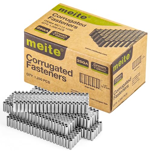 Meite Corrugated W Staples 1/2-inch Length, 1,200 PCS - Compatible with WS2513