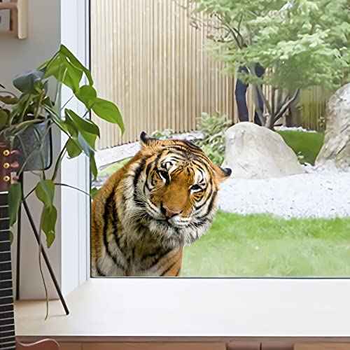 Funny Tiger Wall Sticker, Realistic Tiger Head Wall Decals Peel and Stick, Removable Vinyl Tiger Sticker Gift for Friends Kitchen Bathroom Kids Bedroom Store Window Wall Art Decor