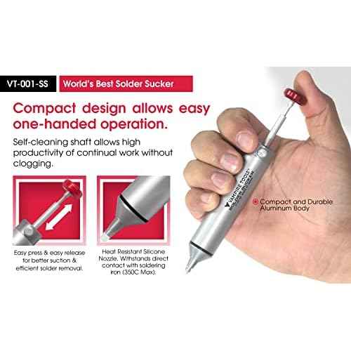 VAMPLIERS Premium Solder Sucker Made in Japan Heavy Duty Desoldering Pump High Power Vacuum Suction