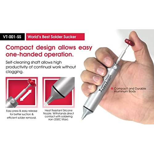 VAMPLIERS Premium Solder Sucker Made in Japan Heavy Duty Desoldering Pump High Power Vacuum Suction