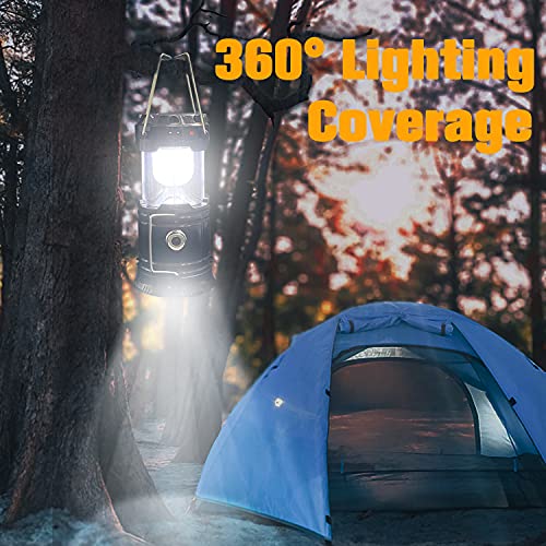 2-Pack Collapsible Solar Waterproof LED Camping Lanterns - Rechargeable & Portable Emergency Light for Hiking, Home, Outdoors