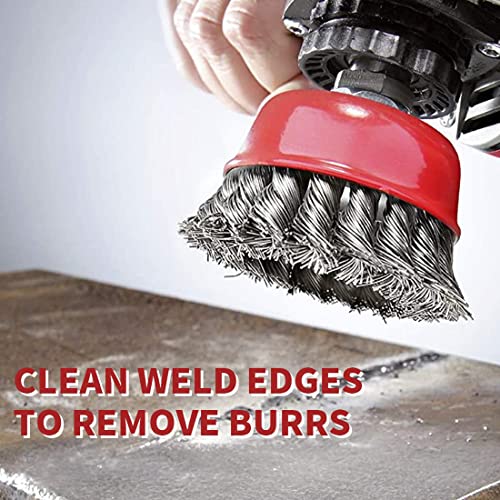 Wire Cup Brush for 4 1/2 Angle Grinder, 2 Pack 3 inch Wire Brush for Grinders, 5/8" -11 Threaded, for Heavy Cleaning Rust, Stripping and Abrasive