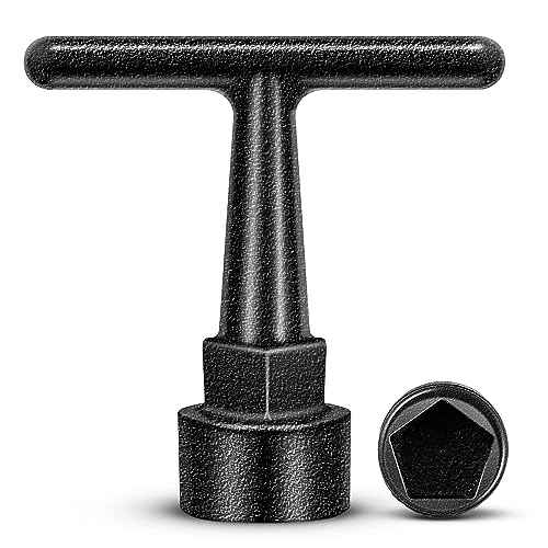 Enhon Curb Box Wrench for Pentagon Curb Boxes, Water Meter Wrench for Penta Socket, T Handle Penta Tool, Water Valve Shut Off Tool (1 Pack,Black)