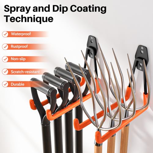 Garage Hooks Heavy Duty 14 Pack Utility Wall Mount Storage Hangers with Mop Broom Holders Extension Cord Holder Organizer for Power Tool Garden Tool Ladder Hose