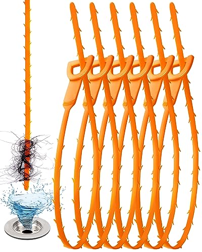 VILINLEE 25 Inch Drain Snake Clog Remover Tool 6-Pack for Kitchen & Bathroom