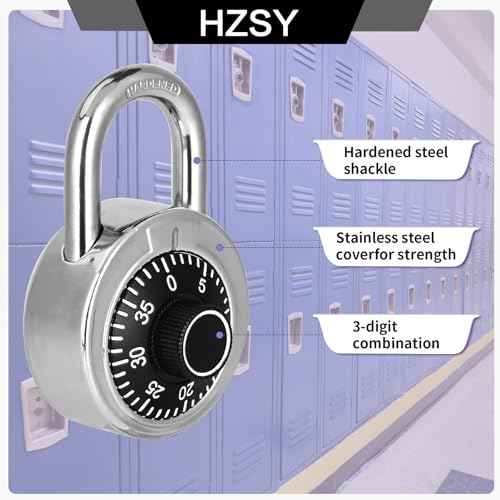 Combination Padlock 1 Pack, Fixed Dial Combination Padlock with Different Combinations, 2 in. Wide. Black Turntable, Lock for Gym & Locker, School, Toolbox, and More