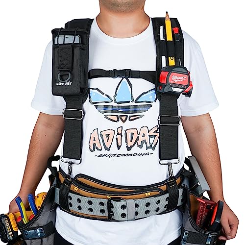 MELOTOUGH Tool Belt Suspenders Construction Bag Suspenders Padded Work belt Suspenders for Carpenter/Electrician/Roofing/Farmer work Suspension Rig(H Back)