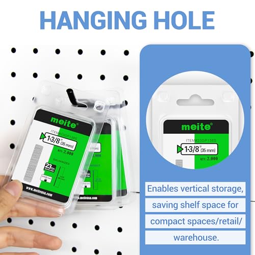 meite 23 Gauge Pin Nails, 1-3/8 Inch Micro Headless Pins - Galvanized 23GA Pins Nails for Nail Gun, Ideal for Fine Woodworking and Trim Work (2,000 Counts)