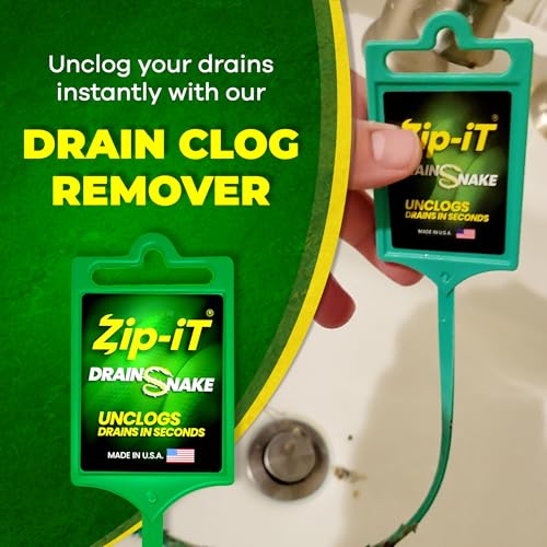 Zip-It 25-Inch Drain Snake Clog Remover 3-Pack - Flexible Hair & Shower Drain Cleaner