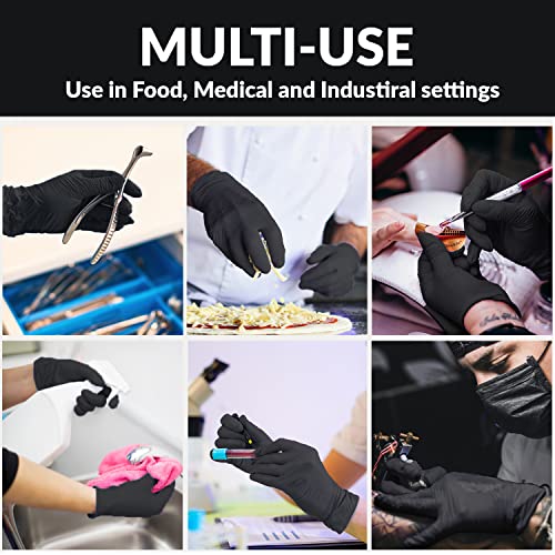Klex Nitrile Exam Gloves - Medical Grade, Powder & Latex Free, Food Safe, Black, 100, 1000 Count, S, M, L, XL