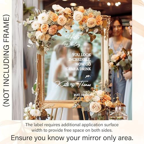 Personalized Wedding Mirror Sign Decal - Unique Custom Gifts 1-Wedding - Bride & Groom Names, Elegant Reception Decor