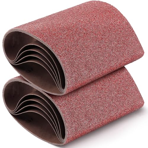 Demissle 10 Pack 8 x 19 Inch Floor Sanding Belt 24 Grit Aluminum Oxide Cloth Sanding Belts for Commercial and Residential Flooring