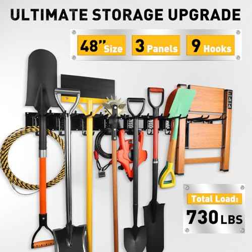 ELEAD 9-Pairs Heavy Duty Garage Tool Organizer Wall Mount Hooks, 48 Inches 730 lbs Garden Tool Organizer with Adjustable Hooks, Yard Tools Organizers for Garden, Yard, and Shed