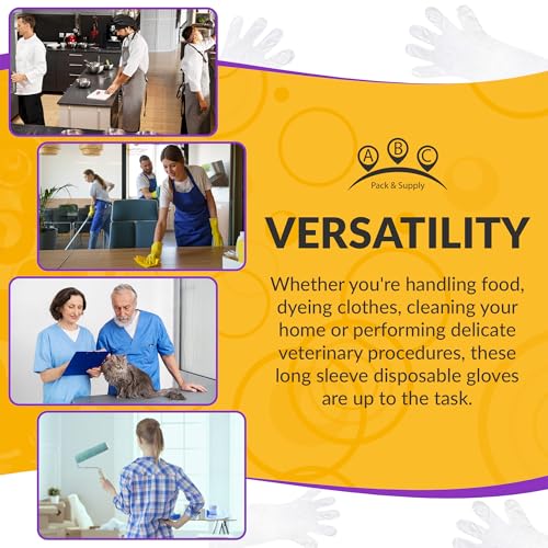 Disposable Elbow Gloves, 22 Inch Long. Clear Disposable Elbow Length Gloves for Food Handling, 1.1 mil HDPE