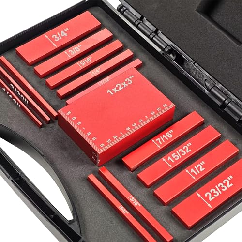 HFS Setup Blocks Height Gauge Set 15pcs Aluminum for Table Saw – Inch