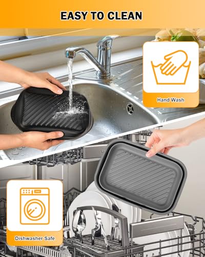 Air Fryer Silicone Liners 2-Pack for Bella 4Qt Slim, Gray+Black – Collapsible, 428°F