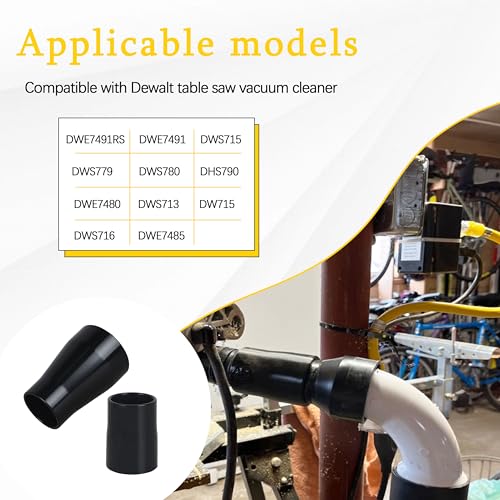 Table Saw Vacuum Adapter, Miter Saw Vacuum Adapter, for Dewalt Connecting 2 1/2" Table Saw Outlet Connected to 1 7/8" Shop Vac Hose, for 3/5" Miter Saw Outlet to 1 7/8" Dust Collection Hose