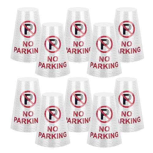 BATTIFE 10 Pack " No Parking " Bright Reflective Collars, Cone Message Sleeves for Traffic Safety Cones, 360¡Æ High Visible Signs for Driveway Road Outdoor Use