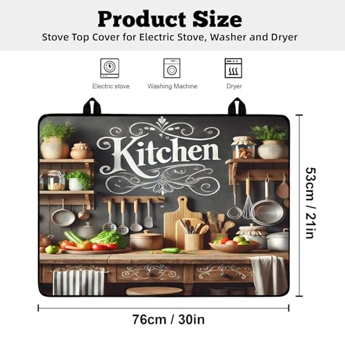 AOHMPT 30"×21" Stove Top Cover 3-in-1 Heat-Resistant Protector Mat (Cookware) – Includes 28"×20" XL Fit, Geometric/Floral/Abstract Patterns