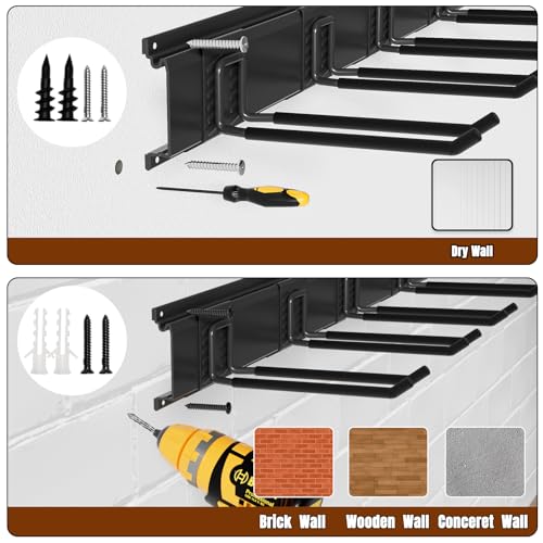Garage Garden Tool Organizer Wall Mount, Heavy Duty Garage Tool Storage Rack 32 Inches, Max Load 220lb - Shovel, Rake, Folding Chair, Weed Eater Storage
