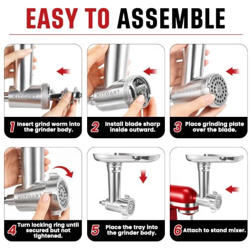 KITOART Aluminium Meat Grinder Attachment for KitchenAid Stand Mixer
