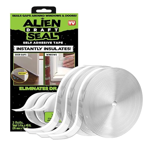 Alien Draft Seal Set of 49 Feet - Flexible Door & Window Gap Insulation Kit