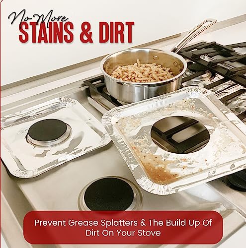 Linda’s Essentials Aluminium Gas Stove Burner Covers (50 Pack) – Heat‑Resistant, Trim‑To‑Fit Stove Top Liners