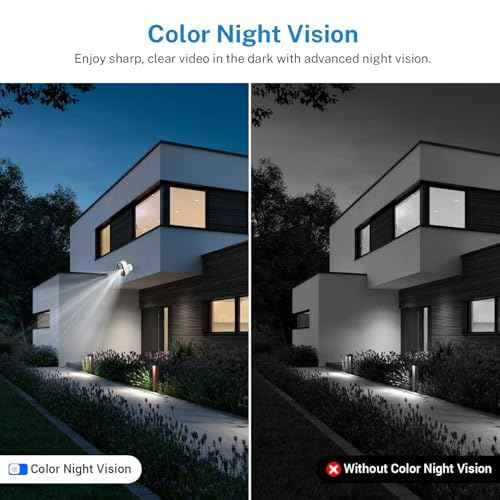 1080P Security Camera Wireless, Color Night Vision, Human Detection, Cloud Storage, 2-Way Audio, 2.4G WiFi, Live View, Indoor Outdoor Surveillance (2 Spotlights)