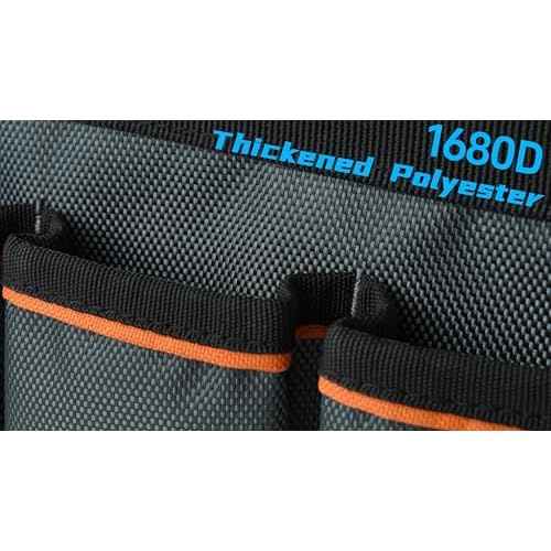 16 Inch Open Top Tool Bag, Thick 1680D Fabric, Foldable 29 Pockets Tool Tote Bags with Stainless Steel Handle & Padded Shoulder Strap, Easy Carry and Easy Tool Access