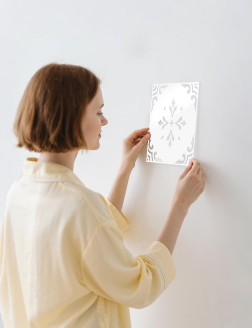Velluppa Large Wall Stencils for Painting, Reusable Tile Stencils 12"x12" for Painting Floors, Patio (W3)