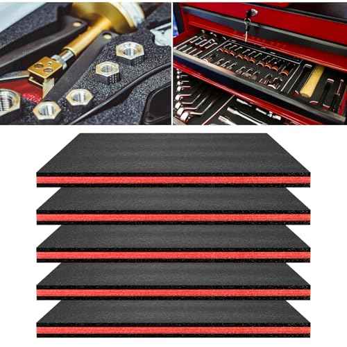 5 pcs Tool Box Foam 17.3x12x1 inch Tool Inserts for Cases Foam Sheets Box Organizer for Toolbox Cabinet Chest Drawer Storage Craft