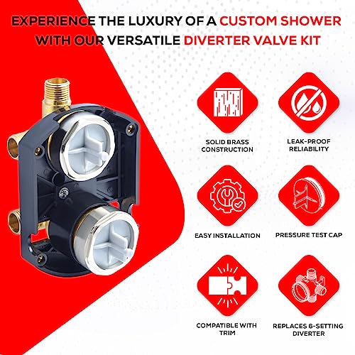 The Door Bull R22000 Brass Universal Rough-In Shower Valve with Diverter - Model R22000